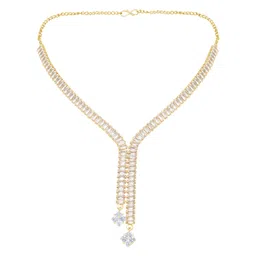 i jewels Gold Plated Cubic Zirconia American Diamond Necklace & Earrings Jewellery Set for Women (AD0040FL) image 3