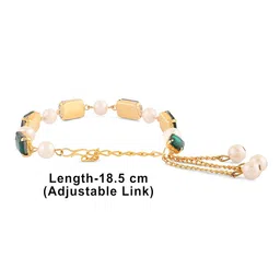 zaveri pearls Green Artificial Stones & Pearls Adjustable Bracelet For Women-ZPFK16715 image 5
