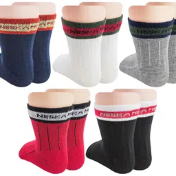 neska moda Boys & Girls Pack of 5 Pairs Terry Cotton Ankle Socks (Red,Grey,Black,Dark Blue) -SK797 image 5