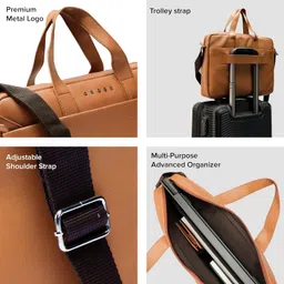 cross Asgard 14 inch Laptop Messenger Briefcase Bag | Lightweight and Durable PU Leather Material with Adjustable Shoulder Strap | Men's Laptop Bag for Travel, Office - Tan image 5