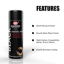 UE Autotech Multipurpose Black Color Spray Paint Can - Quick Dry Ready to Use Aerosol Spray Paint for Cars & Bikes - Bright Color Painting Home & Furniture Spray, 500 ml image 5