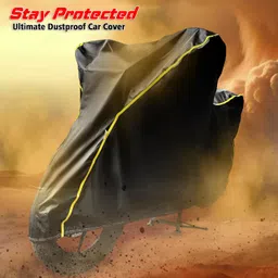 AUTOBIRSA Waterproof Two Wheeler Cover for Tvs Apache RTR 160 4V Bike| UV Proof, Heat Resistant & All Weather Protection | Black & Yellow Piping Color | Durable & Triple Stitched - Custom Fit Cover image 5