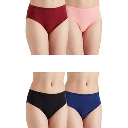 amazon brand - symbol Blend Classic Solid Hipster Cotton Stretch | Printed Underwear | Panties tor Women | Daily Use | Ultra-Soft Waist Elastic | Combo (Pack of 4) image 1