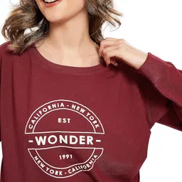 weet Women's Round Neck Regular Fit Full Sleeve Cotton Sweat Shirt image 3