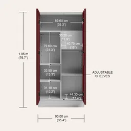GODREJ INTERIO Almirah Slimline 2-Door Steel Almirah, Cupboard for Clothes (Russet), 1-Year Warranty, 1 Locker, 4 Shelves image 5