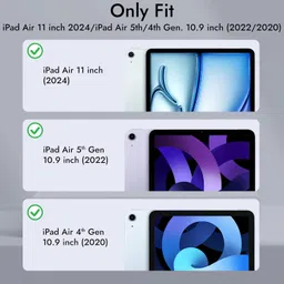 Robustrion Case Cover for iPad Air 11 Inch Cover M3 / M2 / iPad Air 5th Generation/Air 4th Gen with [Transparent Back] [Pencil Holder] for iPad Air 11 M3 M2/Air 4th 5th 6th 7th Generation - Black image 2