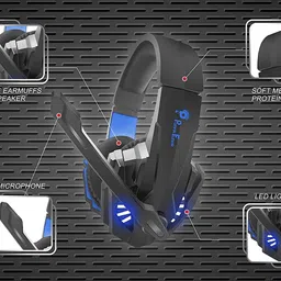 PunnkFunnk K20 Gaming Wired Over Ear Gaming Headphones with Mic, Compatible with Ps4, Xbox One, Nintendo Switch, Pc, Mac, Laptop, Black image 5