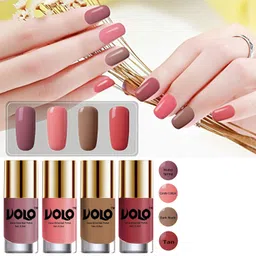 Volo HD Colors High-Shine Long Lasting Non Toxic Professional Nail Polish Set of 4 (Nudes Spring, Candy Cotton, Dark Nude and Tan) image 1
