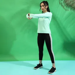 campus sutra Women's Dri-Fit Long Sleeve Regular Fit Activewear T-Shirt for Casual Wear | Polyester Jersey T-Shirt Crafted with Comfort Fit for Everyday Wear image 3