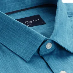 peter england Men's Slim Fit Full Sleeve Formal Textured Solid Shirt | Festive Duo-Tone Colour | 100% Cotton image 2