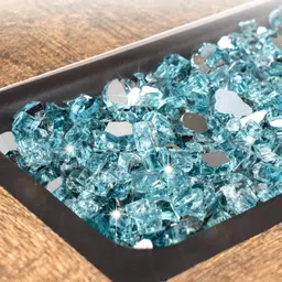 GASPRO 20-Pound Fire Glass – 1/4 Inch Reflective Tempered Fireglass with Fireplace Glass and Fire Pit Glass, Caribbean Blue Reflective image 2