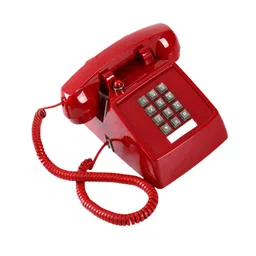 ATORSE Vintage Design Wired Desk Telephone Metal Base for Hotel Home 13x22.2x11.5cm Red image 2