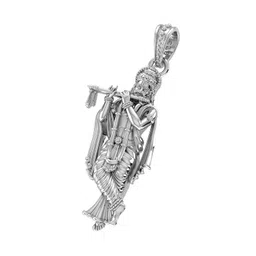 akshat sapphire Sterling Silver (92.5% purity) God Krishna Chain Pendant (Pendant with Chain) for Men & Women Pure Silver Lord Krishna Chain Locket for Health & Wealth image 2