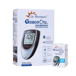 DR. MOREPEN GlucoOne Blood Glucose Monitor Model BG 03 with 25 Strips image 1