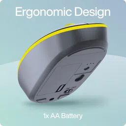 TAG WM500 Grey/Yellow Wireless Mouse, 2.4GHz USB Receiver, Dedicated DPI Button (800/1200/1600), 4 Buttons, Ambidextrous & Light, Power-Saving, 10m Range, 1x AA Battery, Supports Windows/Mac/Linux/iOS image 3