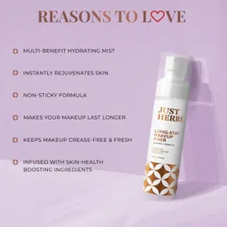 Just Herbs Long Stay Non Sticky Makeup Fixer, Setting Spray for Face Makeup with Aloevera and Green Tea 100 ml image 3