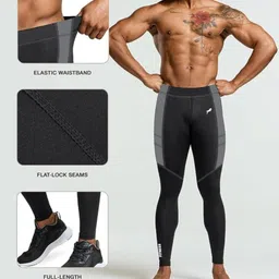 JUST RIDER Men's Sports Running Set Compression Shirts + Pants Skin-Tight Long Sleeves Quick Dry Fitness Tracksuit Gym Yoga Suits (Set of 2) image 5