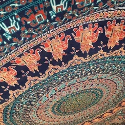 Textile Work Creations Tapestry Mandala Twin Indian Elephant Peacock Wall Haning Hippie Gypsy Tapestries Bohemain Psychedelic Cotton Multi Color Beach Sheet Bedspread Bed Cover image 3