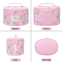 NFI essentials Set of 2 Piece Makeup Box Cosmetic Kit Storage Organizer Box Bridal Jewellery Organizer Trousseau Box Vanity Case for Women Girls image 2