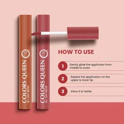 Colors Queen All Day Wear Liquid Lipstick - Deep Maroon, 12g | Highly Pigmented, Long Lasting Matte Lipstick | Smooth One Swipe Application, Lightweight & Non Transfer Liquid Lipstick for Women image 5