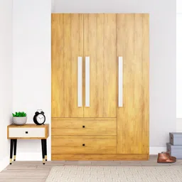 Bniture Wooden Almirah for Clothes, Door for Bedroom, 3 Door Wardrobe with 2 Drawer & Hanging Space (40D x 120W x 180H CM) | 3 Year Warranty 2 (Giant Wood) image 1