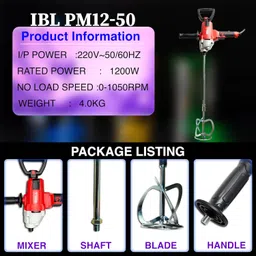 iBELL PM12-50 Paint Mixer | 1200W Electric Stirrer | 1050 RPM High-Speed | Heavy Duty 220V Handheld Blender for Paint, Cement, Putty, and Paste image 5