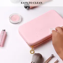 INOVERA (LABEL) Makeup Brush Holder Pouch Case for Travel - Silicone Cosmetic Brushes Kit - Travelling Make up Organizer Bag (Pink) image 2