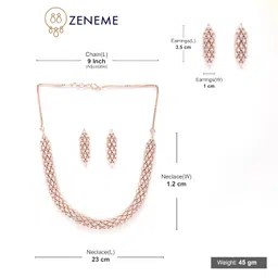 zeneme Jewellery American Diamond Choker Necklace Set With Earring For Women and Girls image 5