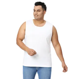 vaishvik Mens Plus Size Sando Tank - White image 1