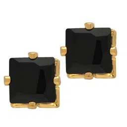 mahi Pair of Gold Plated Stud Crystal Earrings Piercing Mens Earrings (PAER1108705GBlaMenPR) image 1