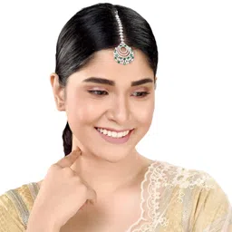 saraf rs jewellery Rose AD Studded Circular Design Handcrafted Maang Tika for Women & Girls image 3