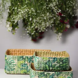 Habere India-All the Cultures Fabricating India Wicker Basket Cane or Bamboo Basket | Tray, Cane Gift Hamper Basket, Wardrobe Basket | Bathroom Organizer Basket | Organizing Baskets (Design 03) image 3