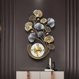 rizik store Metal Wall Hanging Floral Handmade Wall Clock Multicolor Ticking Sound for Bedroom/Drawing Room/Hall/Dining Room (19”x35”) (Design 8) image 4