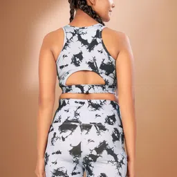 poojaran saree Sleeveless Crop Top and Shorts for Workout | High Waist Printed Activewear Shorts and Top Set for Women and Girls | Polyester Blend Gym, Yoga, Cycling Shorts with Pocket image 3