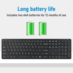 INFINMIND Wireless Keyboard 2.4G USB External Silent Cordless Ultra Slim Full Size Keyboard with Number Pad Keypad Long Battery Life for Computer Desktop PC Laptop Smart TV and MAC, Windows image 3