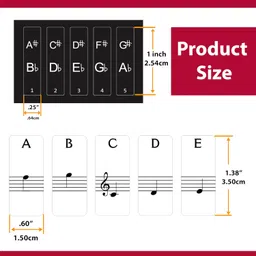 flybuy hub FlybuyHub Piano Stickers Labels for 37, 49, 54, 61, 88 Keys Keyboard, Waterproof Scratch Resistant Piano Removal Stickers (Coloured Transparent) image 4