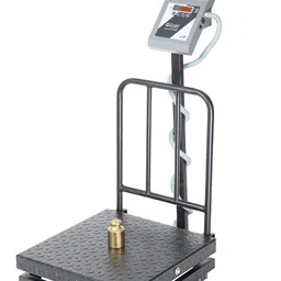 iScale i-19 Weight Capacity 500kg x 50g Accuracy,Chargeable Digital Weighing Machine/Electronic Weighing Scale with Front Back Double Red Display, Heavy-Duty Mild steel Chequered Pan size 24x24" image 1