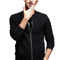 fanideaz Men’s Full Sleeve Cotton Diamond Cut Bomber Jacket With Side Pockets image 1