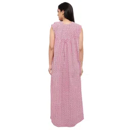 cierge Women's Cotton All Over Print Maxi Sleeveless Smoking Nighty (Free Size; Pack of 3) Multicolour image 4