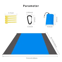 BREENHILL Beach Blanket 79"x83" Water Resistant Sandproof Large Beach Blanket Mat for Family (2-4) Lightweight Picnic Blanket, Portable Outdoor Camping Blankets(BlueGray) image 2