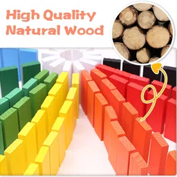 SHINETOY ENTERTAIN KIDS SHINETOY 120 Pcs Colorful Wooden Domino Blocks Set Domino Tile Bulk Building Racing Stacking Games Educational Toys for Kids Birthday Party Favor image 3