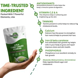 veganveda Amla curry leaves powder for hairfall | premature greying | Anti-aging 200 GM image 3