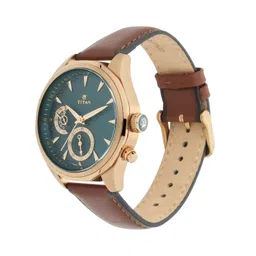 titan Regalia Maritime Green Dial Quartz Multifunction Leather Strap watch for Men-NS1829QL01/NT1829QL01 image 3