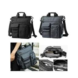 merishopp Mens Briefcase Portable Pouch Shoulder Bag For Husband Grandfather Boyfriend Black image 5