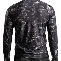 aqua design Rash Guard Men: UPF 50+ Long Sleeve Rashguard Swim Shirts for Men: Black Water: Size 3XL image 2