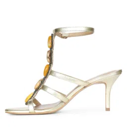 Saint G Multi Stone Metallic Gold Leather Stiletto Hels image 4