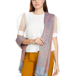pashtush Women's Kashmiri Jamawar Shawl, Slate Grey image 1