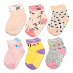 Mee Mee Cotton socks for baby | Anit - Skid, Soft, Colourful Prints For 0-6 Months (Pack of 6) image 1