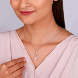 giva 925 Silver Anushka Sharma Silver Drop of Pearl Pendant with Link Chain | Gifts for Girlfriend,Pendant to Gift Women & Girls | With Certificate of Authenticity and 925 Stamp | 6 Months Warranty* image 3