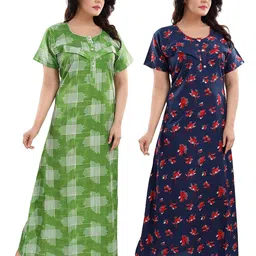 fabme Women's Cotton Maxi Casual Regular Nightgown image 4